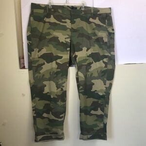 J. Crew Camo Cotton Stretch Pants Military Pockets Crop Zip Fly Casual Straight